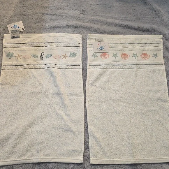 Ocean Shores 2 PC Hand Towels White - Picture 3 of 3